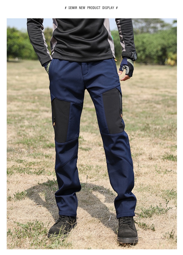 001 Outdoor Casual Long Windproof Watproof Thickened Cold-proof Warm Mountaineing Fleece Softshell Pants Men Autumn_voghion.com