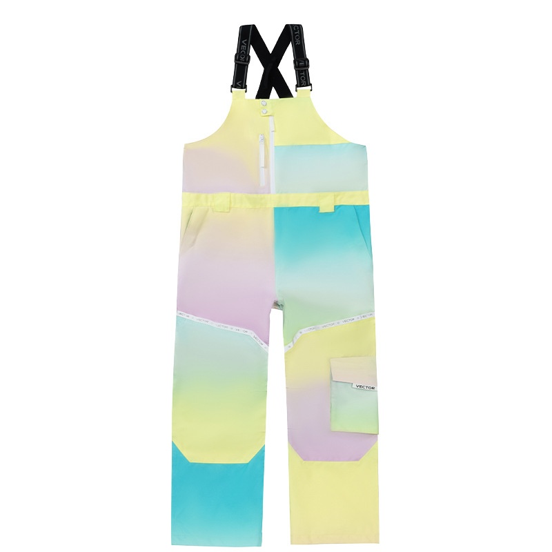 001 VECTOR Overalls Ski Leopard Print Color Block Warm Waterproof Windproof New Sports Outdoor Suspender Pants_voghion.com