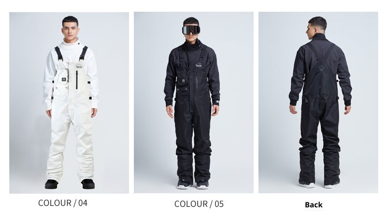 001 Arbeits-Latzhose für Damen und Herren, geeignet zum Snowboarden und Skifahren, wasserdicht, winddicht, gepolstert, warm, figurformend, einteilig_voghion.com