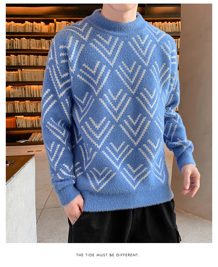 Jungen-Pullover aus Nerzfell für Teenager, dicker Winterpullover mit halbem Rollkragen, warmes Basishemd für Mittel- und Oberstufe_voghion.com