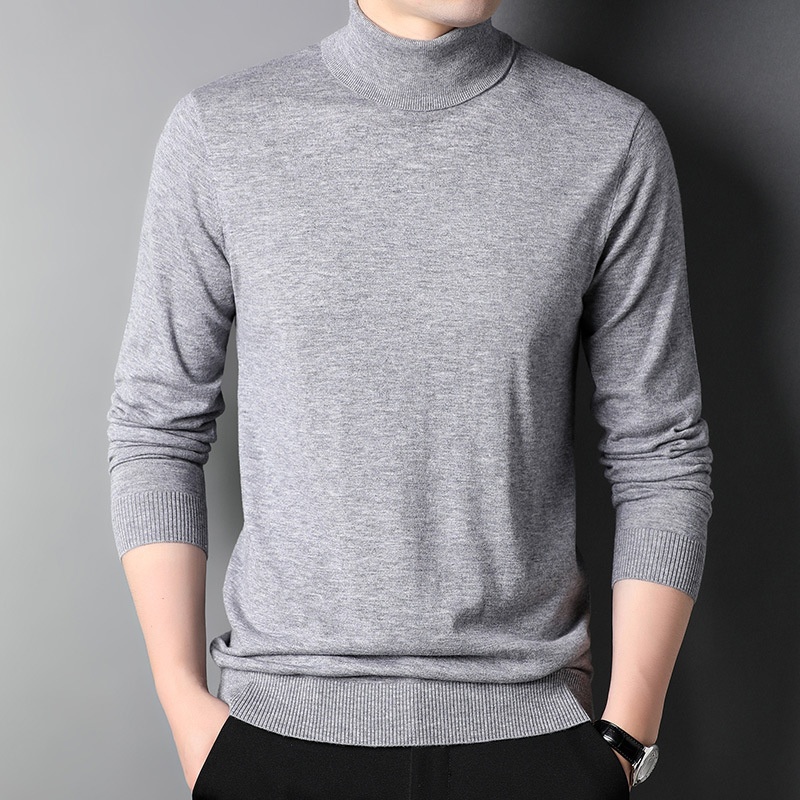 boy Boy Boy Fine Pullover High Neck Pure Wool Sweater For Men Casual Inner Layer Base Shirt Top_voghion.com