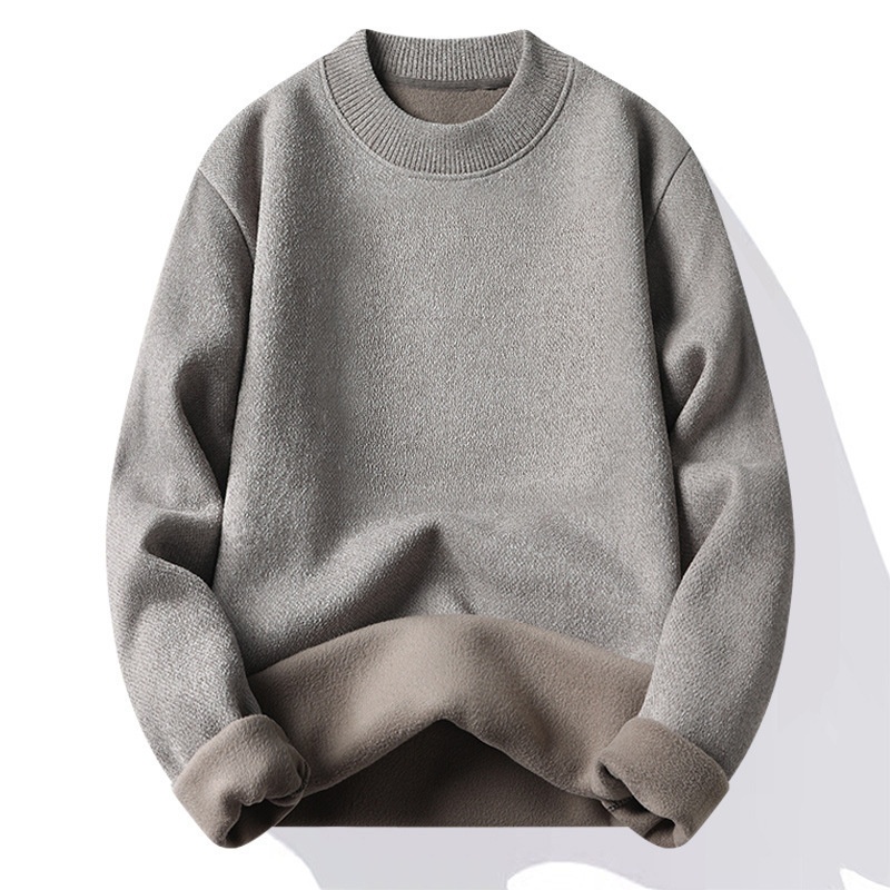 Maglione spesso foderato in pile di ciniglia e autunno più venduto da ragazzo, maglia invernale da uomo, strato di base alla moda_voghion.com