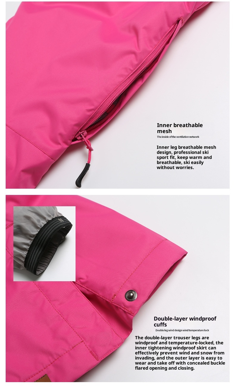 001 Gsousnow Damen Winddicht Wasserdicht Verdickt Warm Skianzug Snowboard Schneehose mit Riemen_voghion.com