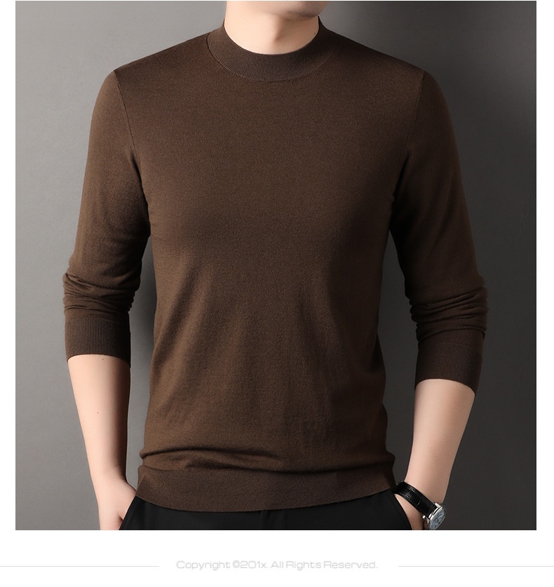 ragazzo ragazzo ragazzo fine filato 100% puro mezzo dolcevita autunno inverno lana puyuan lavabile in lavatrice maglione base camicia sottile parte superiore_voghion.com