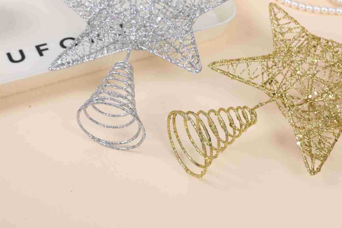 Étoile de Noël Lillian 20 cm 3D saupoudrée de poudre, petite étoile à cinq branches, accessoire de décoration pour sapin._voghion.com