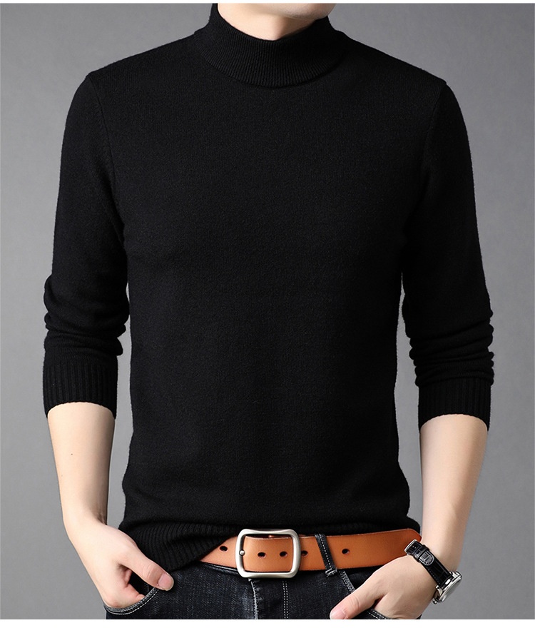 Boy Boy Boy Herren-Winterpullover aus reinem Kaschmir, dick gefüttert, halbrollkragen, Wollpullover für Herren mittleren Alters_voghion.com