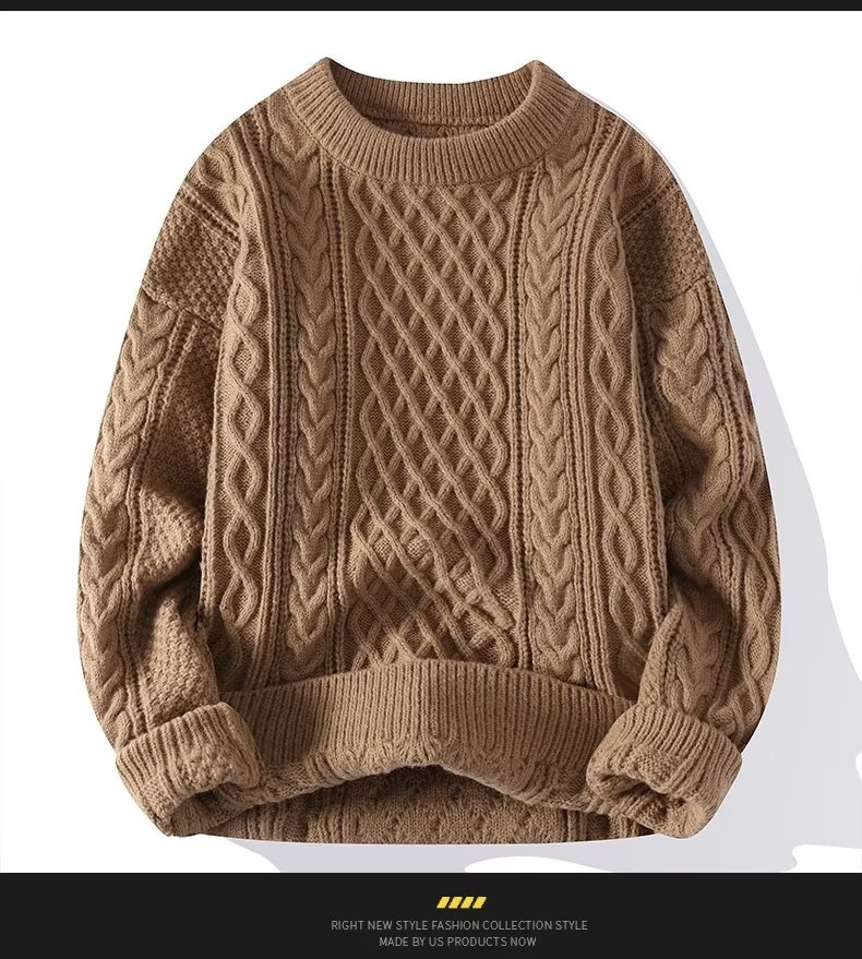 Herrenpullover „Boy Boy Boy“ – weich und kuschelig, trendige Marke für Herbst und Winter, Strickpullover mit Drehverschluss, Rundhalsausschnitt, warmer Innenschicht, lockere Passform_voghion.com