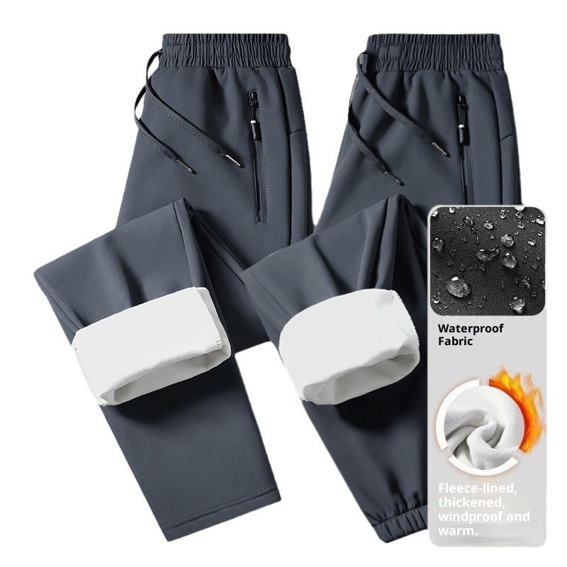 001 Spodnie trekkingowe damskie, wodoodporne, polarowe, turystyczne, plus size, chroniące przed zimnem, długie, męskie_voghion.com