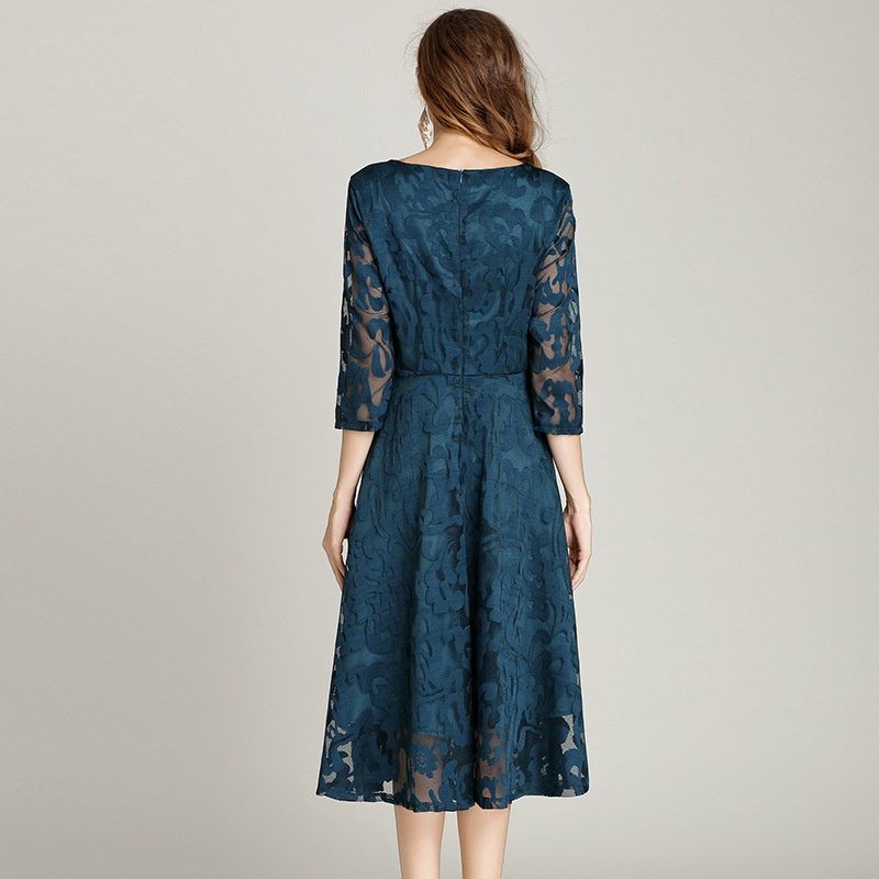 ChicShe Flared Lace European And American Fashion Plus Size Simple Loose Mid-Length Casual Dress Factory Direct Sale_voghion.com