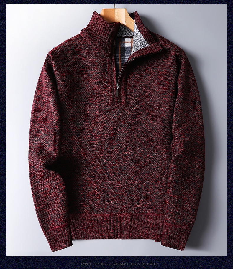 Herren-Pullover mit Reißverschluss, locker gestrickt, Herbst/Winter, Fleecegefüttert, verdickt, für den Großhandel, Herren-Strickjacke mit Reißverschluss, Herbst/Winter_voghion.com