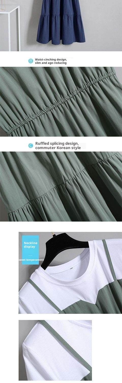 ChicShe Plus Size Donna Moda Strap Due Pezzi Lungo Estivo Sorella Grassa Vita Snellente Manica Corta Vestito per Le Donne_voghion.com