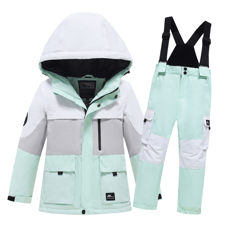 001 Neues Kinder-Arbeitsanzug-Set für Jungen und Mädchen: Jacke, Hose, wind- und wasserdicht, für Snowboard und Ski_voghion.com