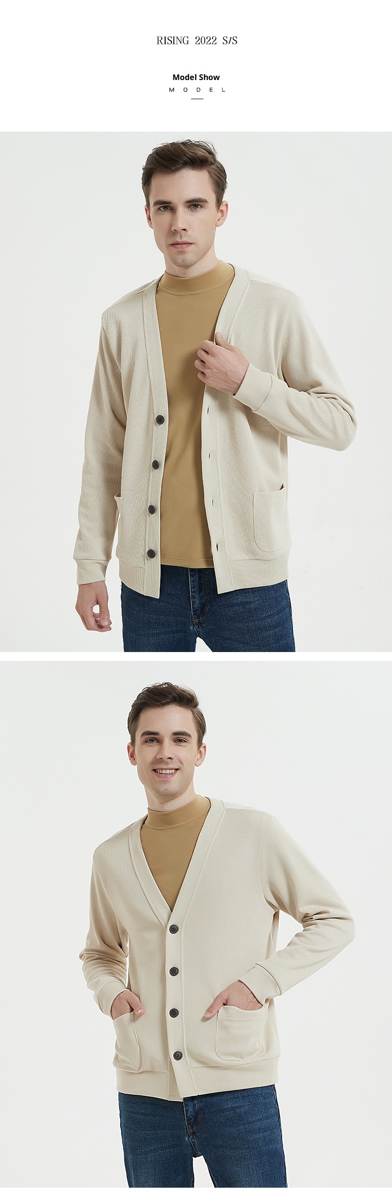 Ragazzo Ragazzo Ragazzo 2025 Felpa con scollo a V in cotone Xinjiang lavabile in lavatrice, stile lavorato a maglia, cardigan da uomo e da donna, giacca piccola da uomo_voghion.com