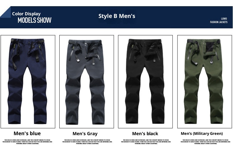 001 Outdoor Softshell Pants For Men And Women, Winter Fleece-Lined Thickened Hiking Skiing Windproof Waterproof Fleece Soft_voghion.com