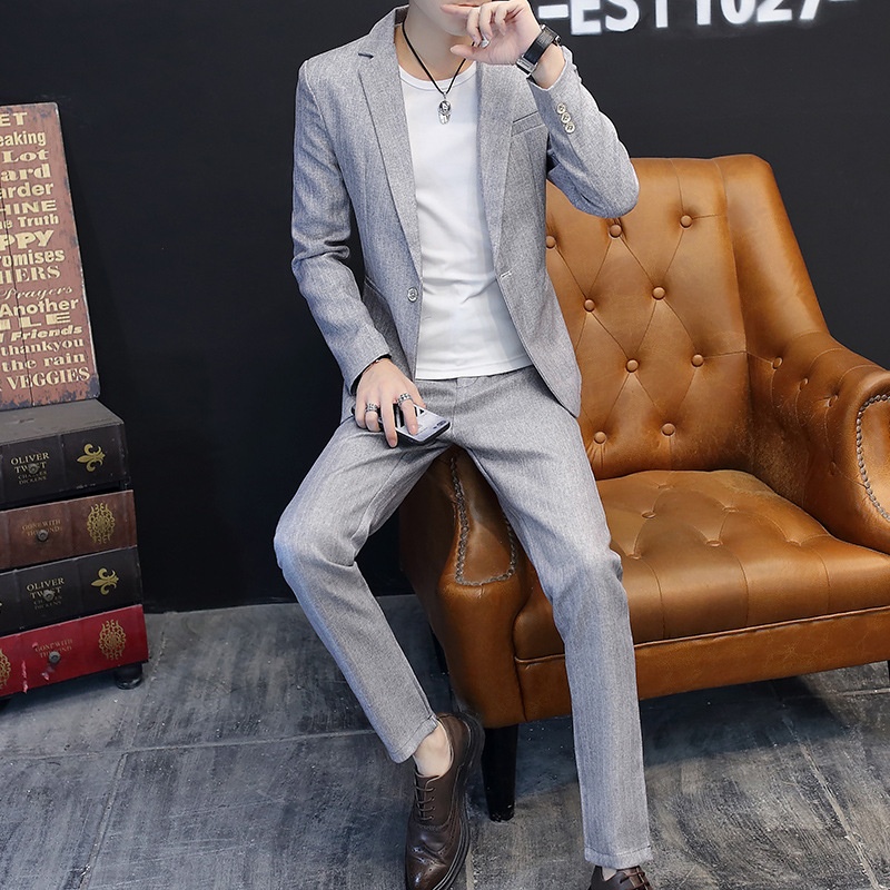 QFV507045555501<2 QFV507045555501<2 2022 Autunno Nuovo Set Manica Lunga a Righe per Uomo Versione Coreana Slim Fit Moda Giovanile Trendy Due Pezzi_voghion.com