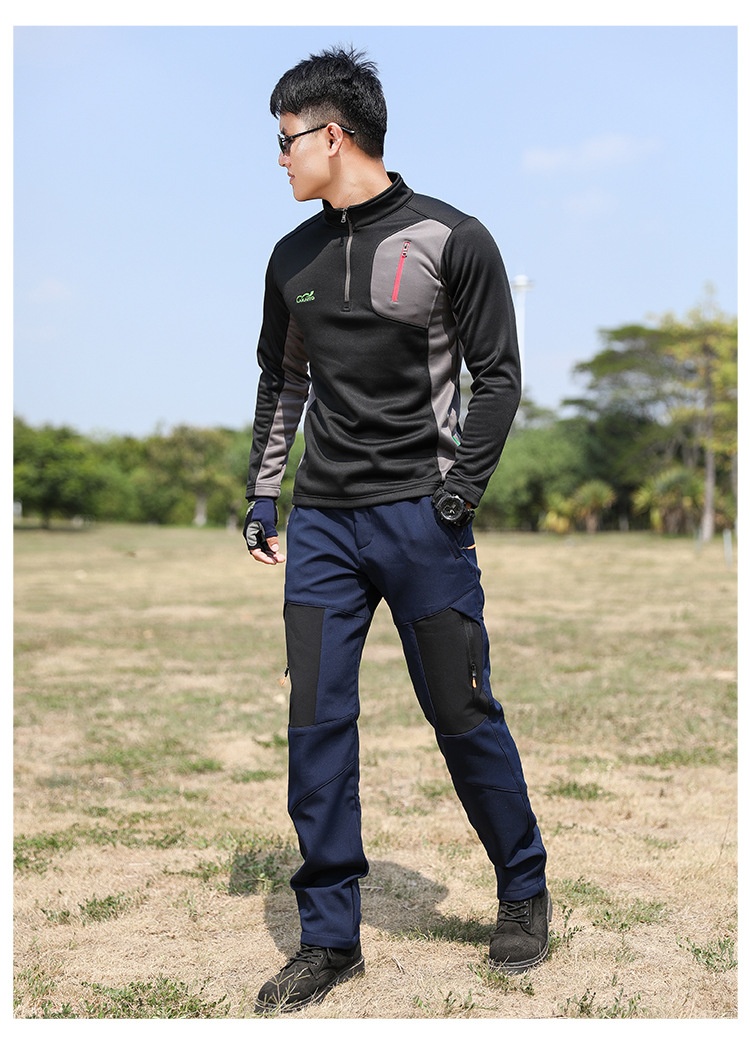 001 Outdoor Casual Long Windproof Watproof Thickened Cold-proof Warm Mountaineing Fleece Softshell Pants Men Autumn_voghion.com