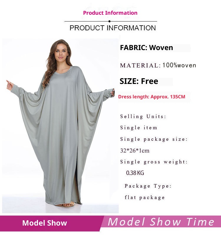 ChicShe Plus Size Women's Clothing Batwing Casual Dress Long Robe Cross-Border_voghion.com