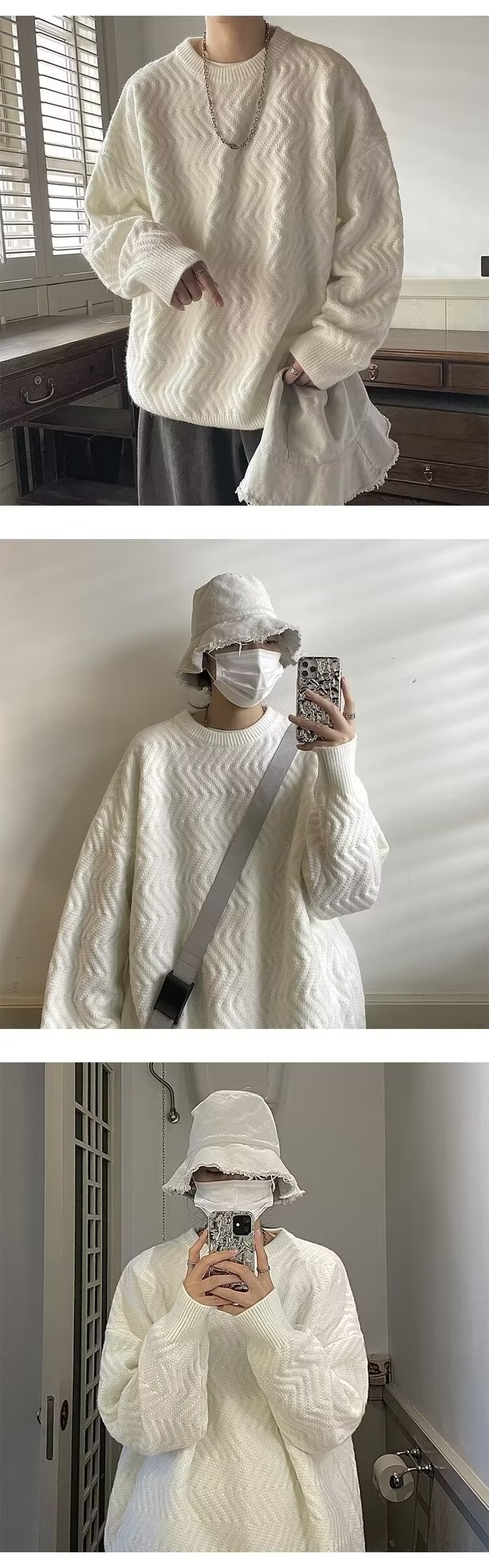 boy Boy Boy And Fluffy Soft Milk Series For Men Thickened Japanese Knitted Sweater Autumn Winter Lazy Korean Style High-end Coat_voghion.com