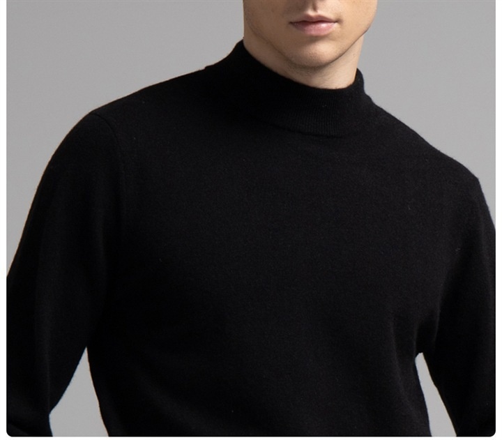 boy Boy Boy Foreign Trade Double Turn High Neck Men Wool Soft Warm Knitted Solid Color Slim Fit Base Sweater Trendy_voghion.com