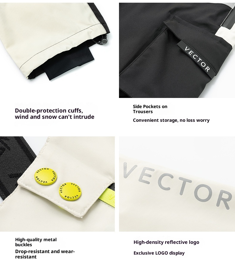 001 VECTOR Children's Overalls Ski Boys Girls Color Block Warm Waterproof Windproof New Style Suspender Pants_voghion.com