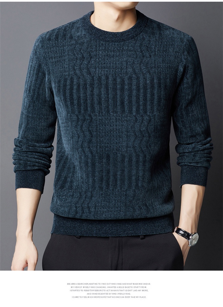 Maglione invernale in pile spesso da uomo di mezza età, in ciniglia, tinta unita, caldo e invernale_voghion.com