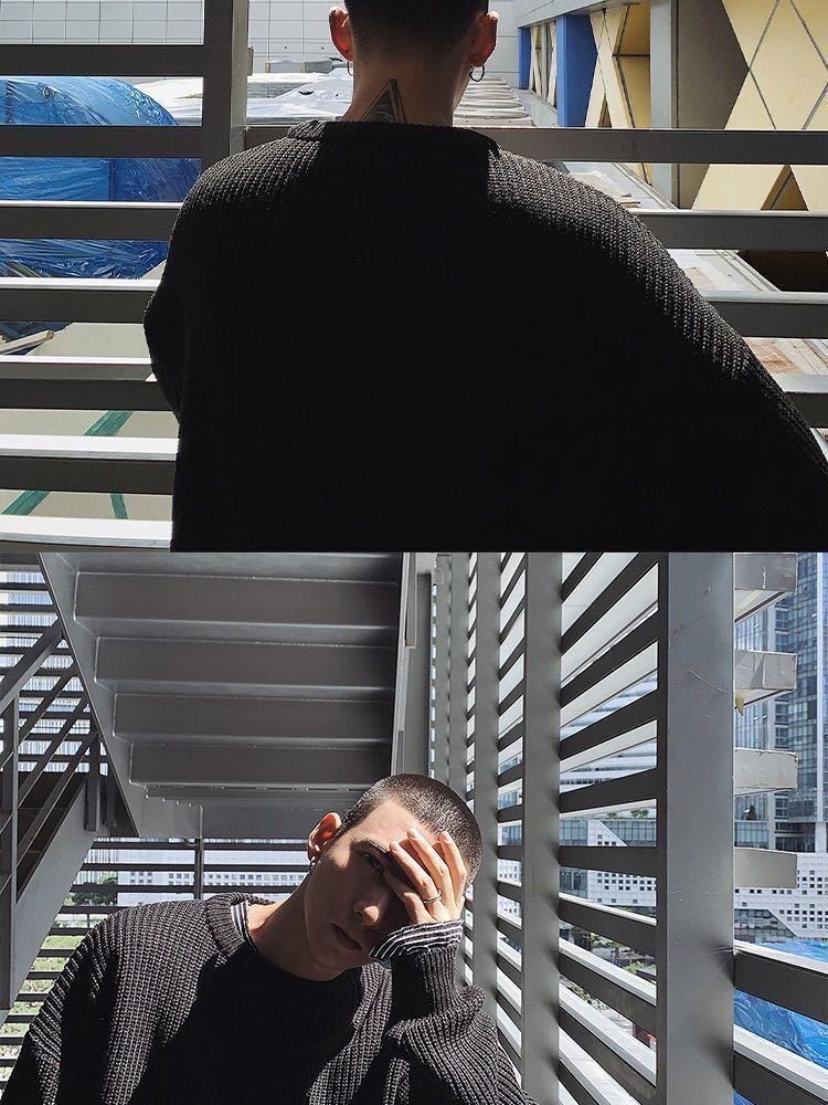 boy Boy Boy Round Neck Sweater Men 2025 New Autumn Winter Inner Layer Base Knitwear Loose Thickened Ins Korean Style Trendy_voghion.com