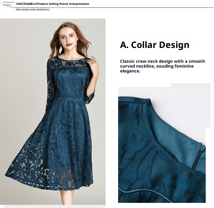 ChicShe Flared Lace European And American Fashion Plus Size Simple Loose Mid-Length Casual Dress Factory Direct Sale_voghion.com