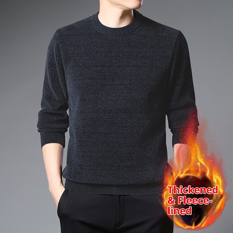 Maglione spesso foderato in pile di ciniglia e autunno più venduto da ragazzo, maglia invernale da uomo, strato di base alla moda_voghion.com