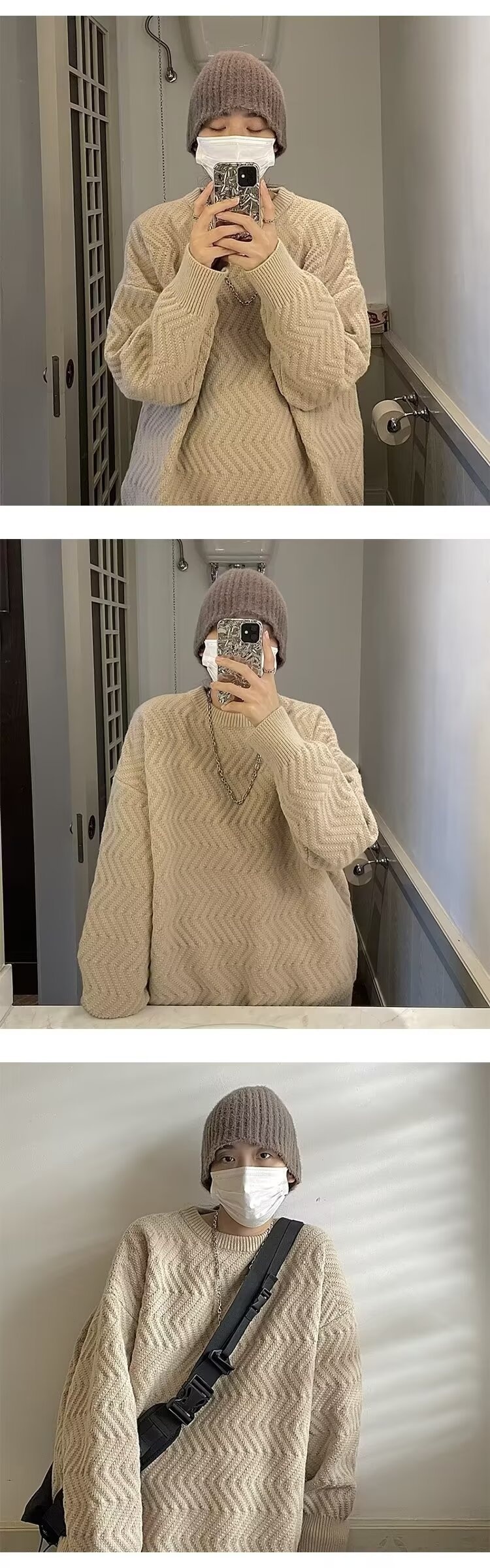 boy Boy Boy And Fluffy Soft Milk Series For Men Thickened Japanese Knitted Sweater Autumn Winter Lazy Korean Style High-end Coat_voghion.com