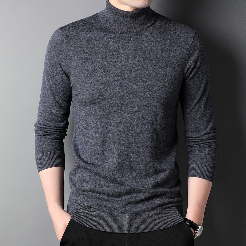 boy Boy Boy Fine Pullover High Neck Pure Wool Sweater For Men Casual Inner Layer Base Shirt Top_voghion.com