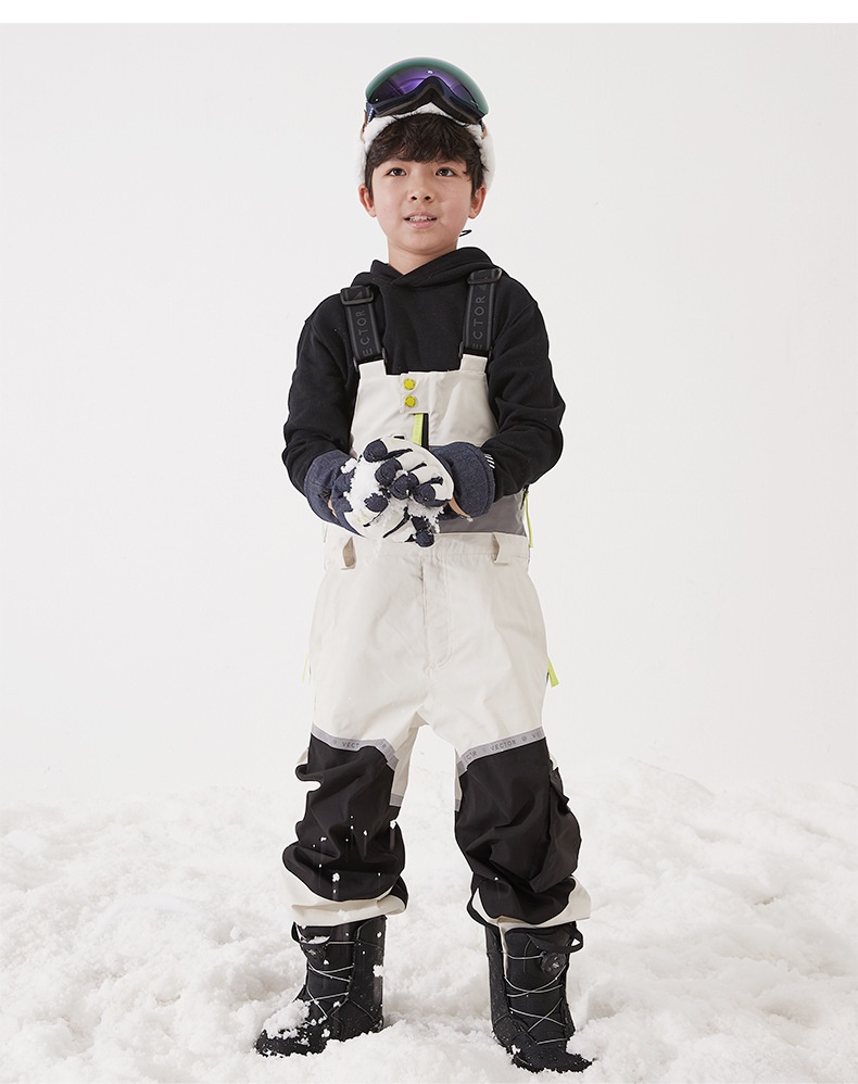 001 VECTOR Children's Overalls Ski Boys Girls Color Block Warm Waterproof Windproof New Style Suspender Pants_voghion.com
