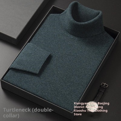 boy Boy Boy Foreign Trade Double Turn High Neck Men Wool Soft Warm Knitted Solid Color Slim Fit Base Sweater Trendy_voghion.com
