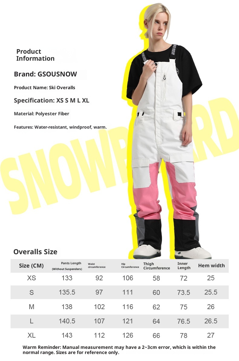 001 Nowe męskie spodnie snowboardowe, wiatroodporne, wodoodporne, ciepłe, z blokami kolorów, do pracy, do użytku na zewnątrz, jednoczęściowe, narciarskie, damskie_voghion.com