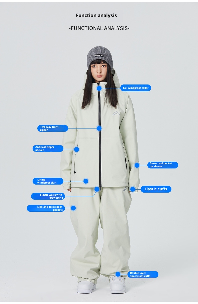 001 SEARIPE Snowy Pie Full Glue Single Double Board Suit Set For Women And Men Loose Waterproof Windproof Ski Pants_voghion.com