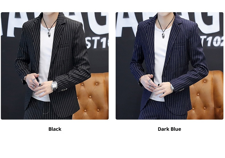 QFV507045555501<2 QFV507045555501<2 2022 Autunno Nuovo Set Manica Lunga a Righe per Uomo Versione Coreana Slim Fit Moda Giovanile Trendy Due Pezzi_voghion.com