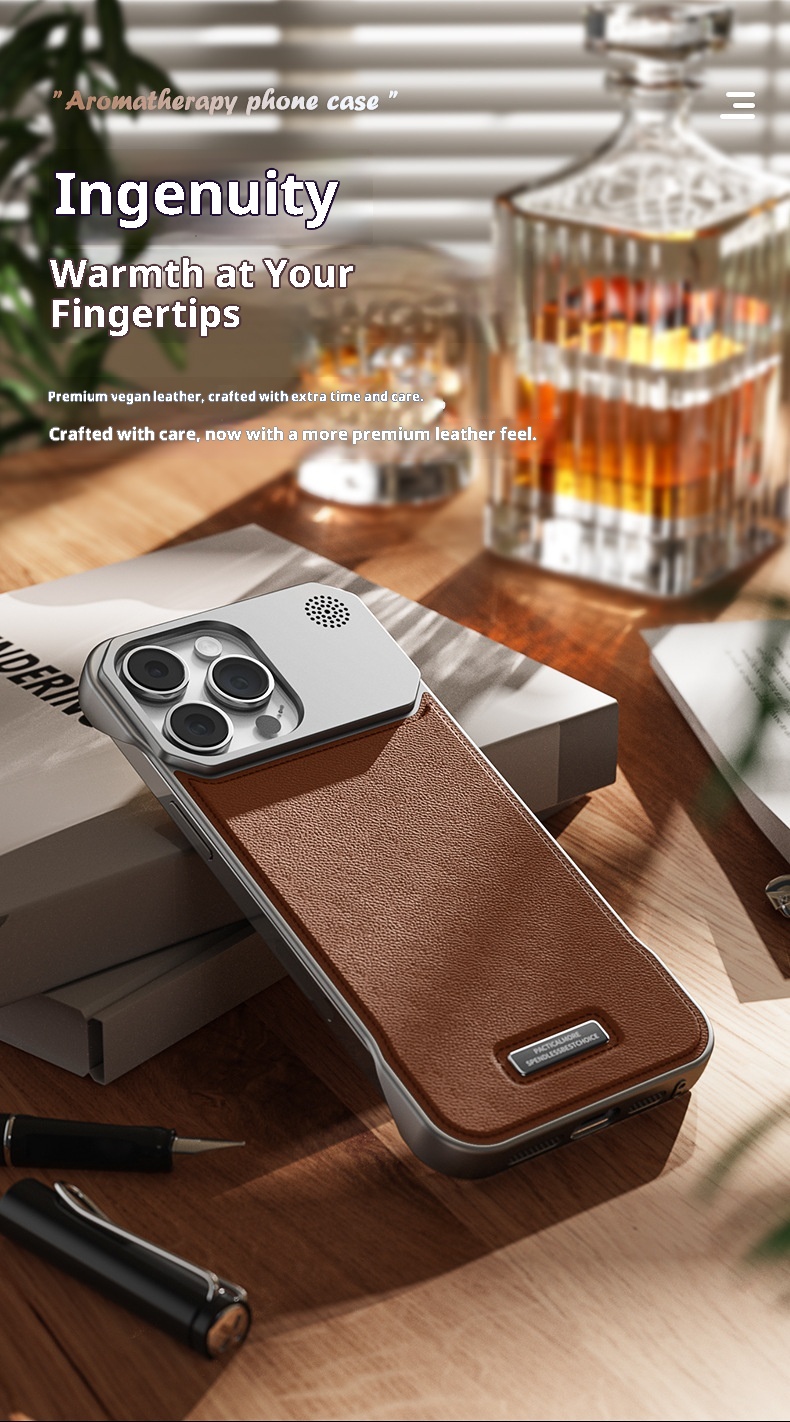 Custodia magnetica per telefono TechGlobe compatibile con iPhone 17 Pro Max Aroma, vernice metallizzata 16, senza cornice, texture in pelle 15_voghion.com