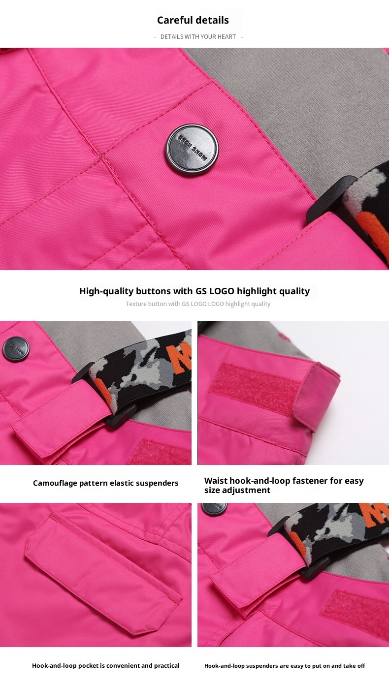 001 Gsousnow Damen Winddicht Wasserdicht Verdickt Warm Skianzug Snowboard Schneehose mit Riemen_voghion.com