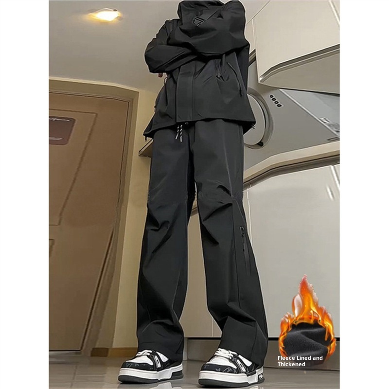 Pantaloni da trekking impermeabili antipioggia per uomo, autunnali e invernali, foderati in pile, funzionali in stile americano_voghion.com