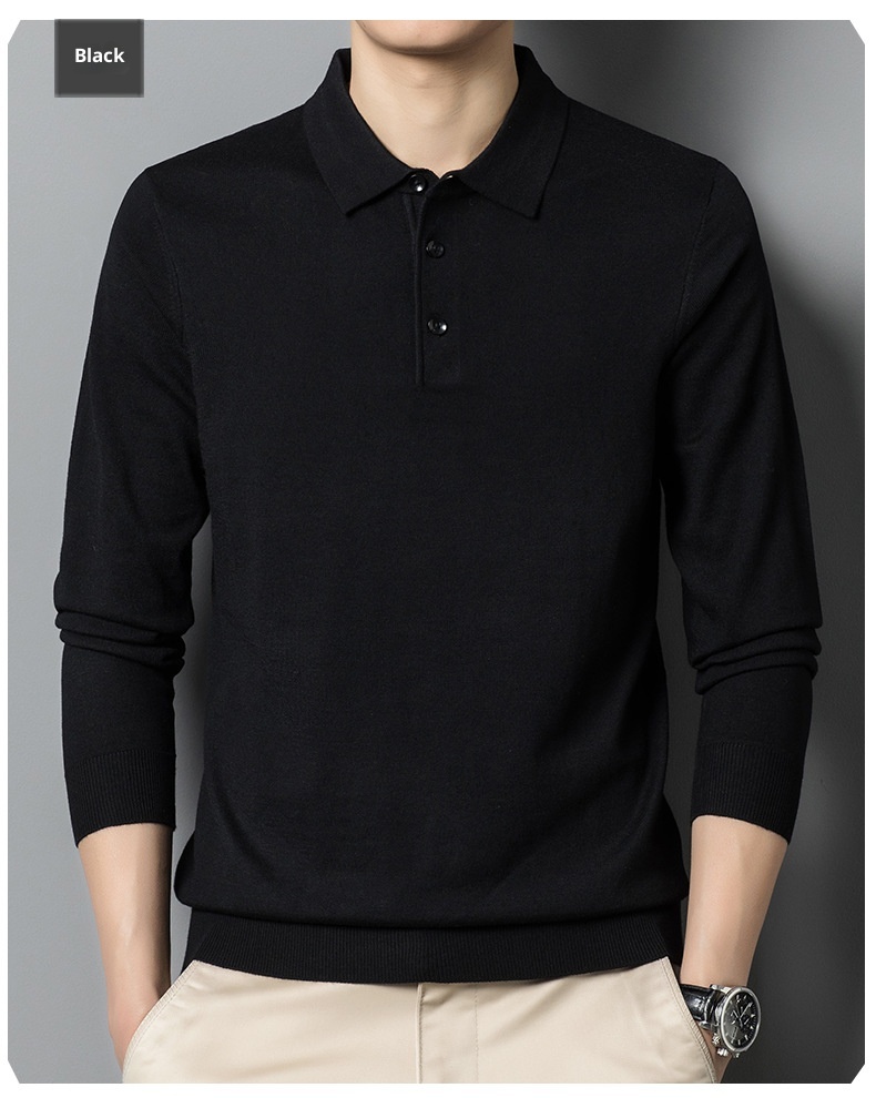 boy Boy Boy Autumn Thin Wool Men, High-End Business Turn-Down Collar Dad Sweater, Loose Base Knit Sweater For Men_voghion.com