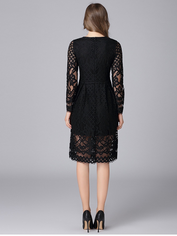 ChicShe Size Women's Black For Foreign Trade, European And American Fashion, Lace Trim, Plus Size, 100kg Dress_voghion.com