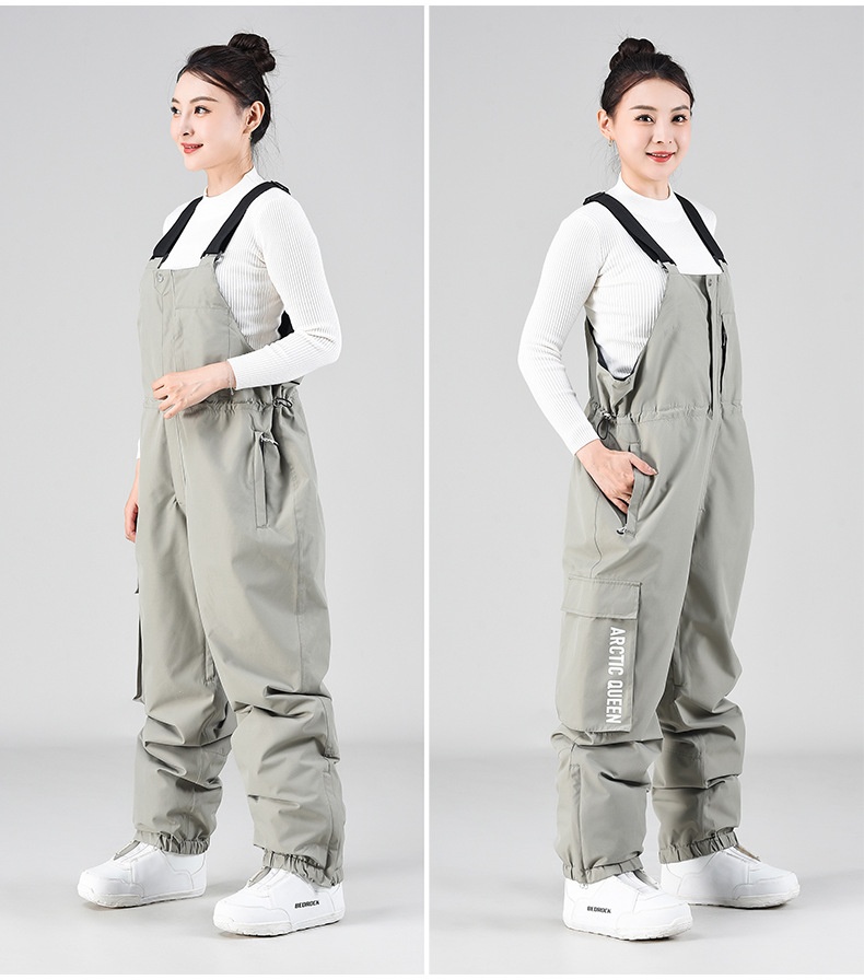 001 Ski Bib Unisex Oversized Winter Outdoor Warm Windproof Snowboard One-Piece Snow Pants_voghion.com