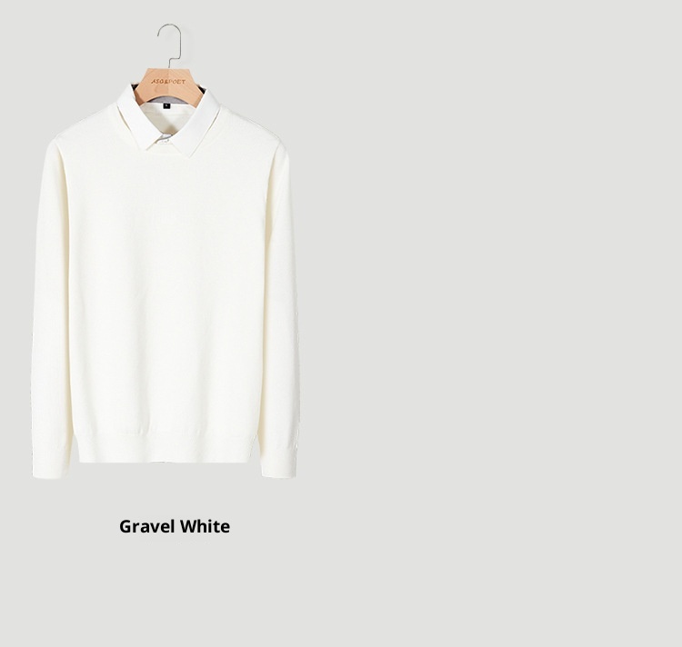 boy Boy Boy Two-Piece Kitted Autum Witer Custom Prited Shirt Collar Me's Ier Wear High-Ed Feel Top Base Sweater_voghion.com