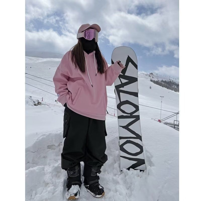 001 Schwarze Snowboardhose, wasserdicht, winddicht, amerikanischer Oversize-Schneeanzug, warm_voghion.com