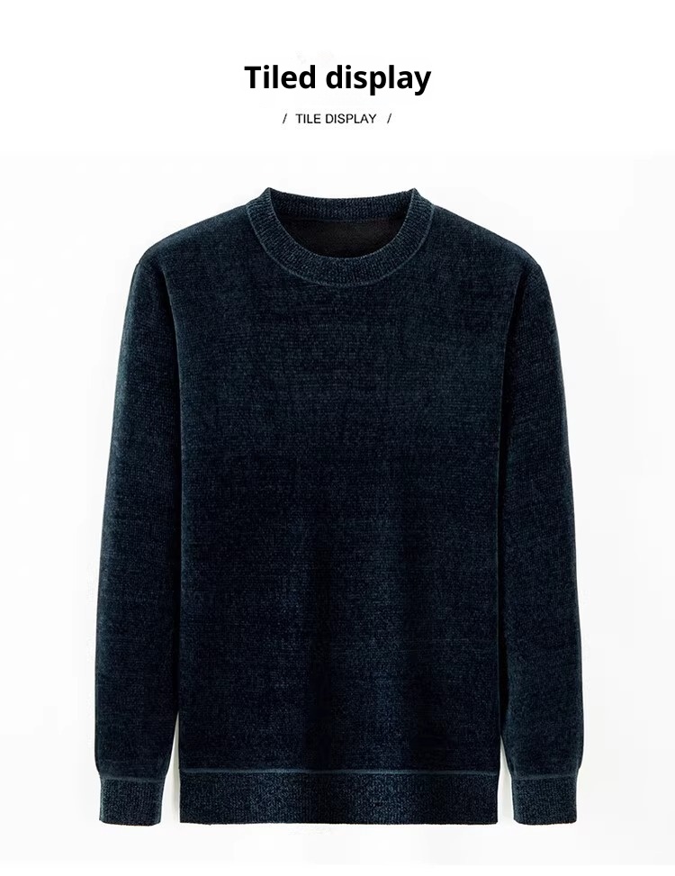 Maglione spesso foderato in pile di ciniglia e autunno più venduto da ragazzo, maglia invernale da uomo, strato di base alla moda_voghion.com