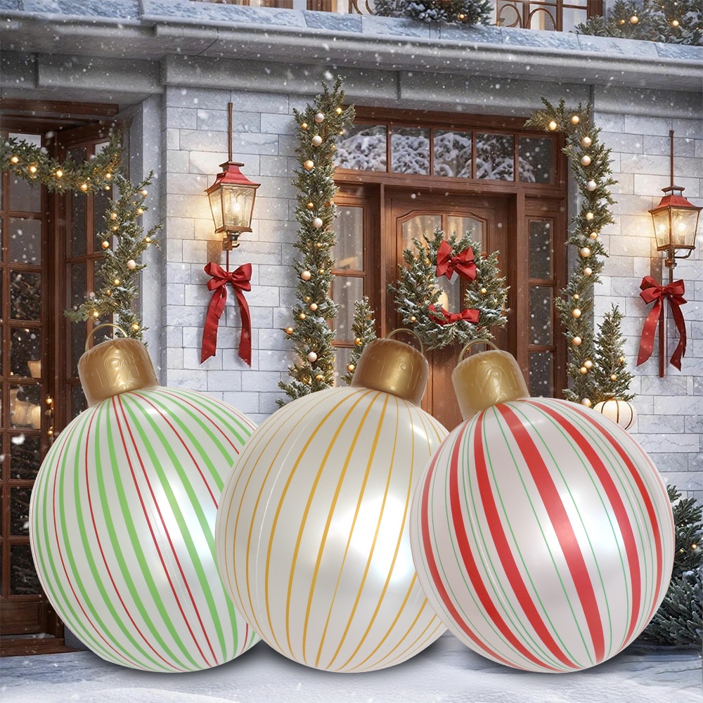 Lillian Cross-Border Inflatable Lantern Pearlescent Stripe Holiday Decoration Courtyard Christmas Ball_voghion.com