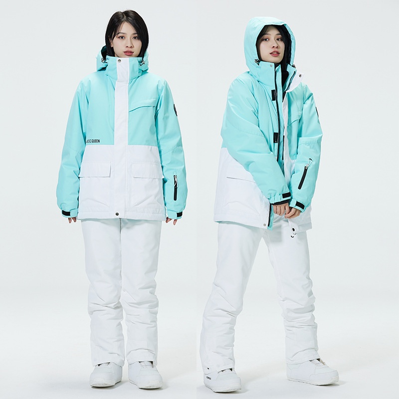 001 Suit Set For Men And Women Couples Winter Windproof Water-Resistant Warm Snowboard Snow Ski Pants Korean Version_voghion.com