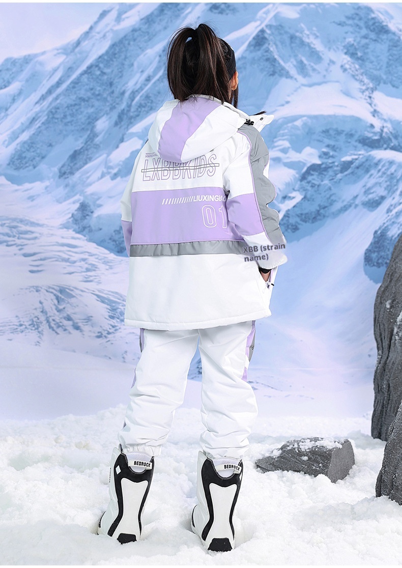 001 Neuer Kinderanzug für Jungen und Mädchen, Winter-Outdoor-Windschutz, wasserabweisend, warm, dicke Skijacke und -hose_voghion.com