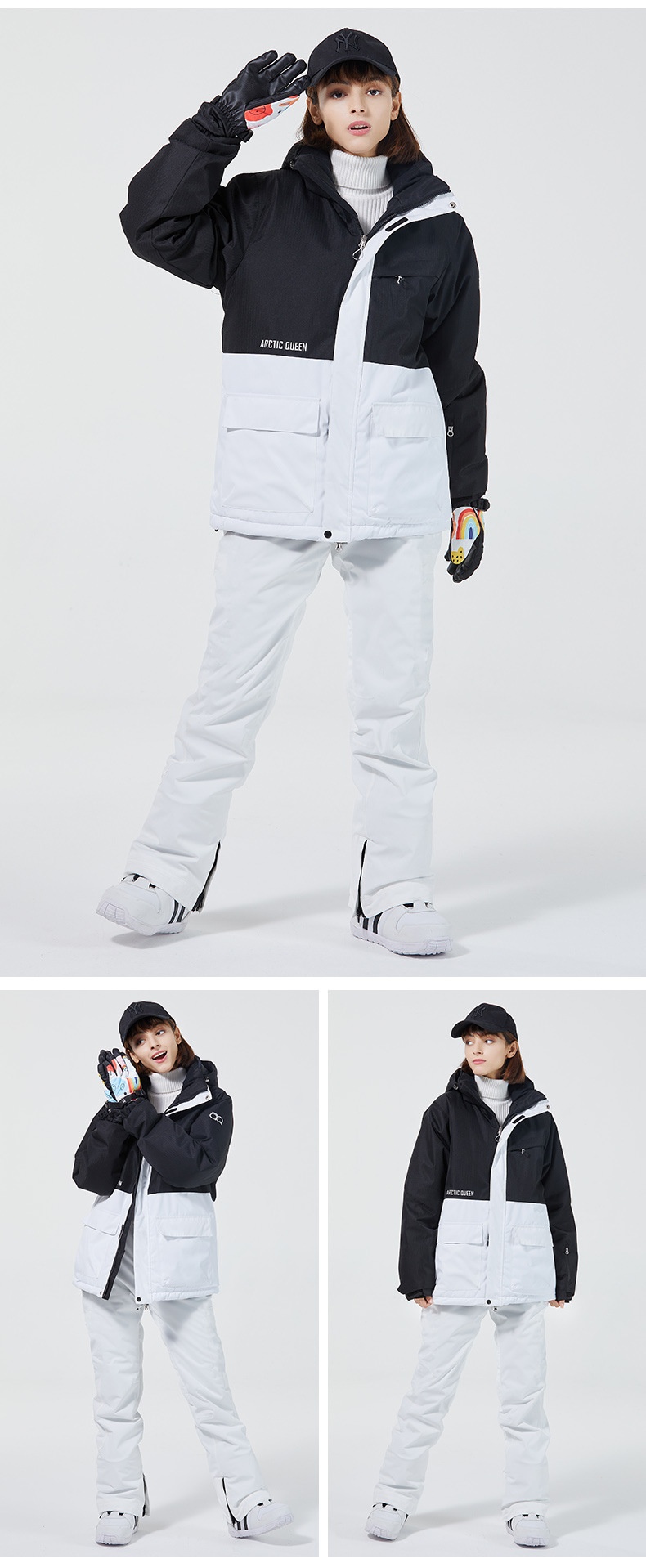 001 Suit Set For Men And Women Couples Winter Windproof Water-Resistant Warm Snowboard Snow Ski Pants Korean Version_voghion.com