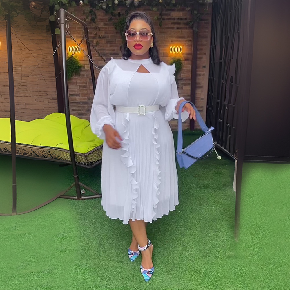 ChicShe Europäische und amerikanische grenzüberschreitende Damenbekleidung in Übergrößen, afrikanische Unifarben, neue Herbstkollektion, hochtailliert, figurformend_voghion.com