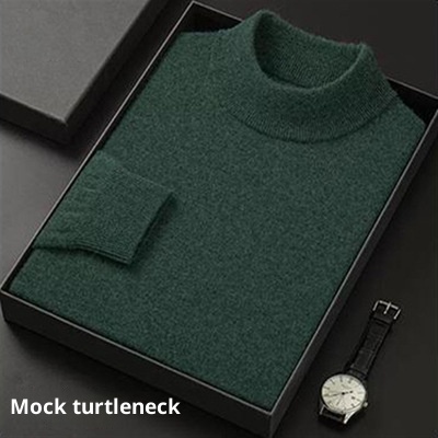 boy Boy Boy Foreign Trade Double Turn High Neck Men Wool Soft Warm Knitted Solid Color Slim Fit Base Sweater Trendy_voghion.com